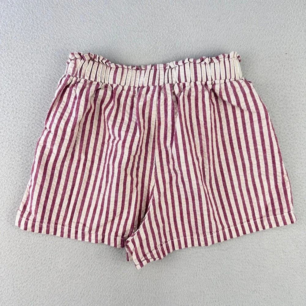Cider Shorts Women XS Striped Red/White Casual Paperbag Waist‎ Cotton Beach